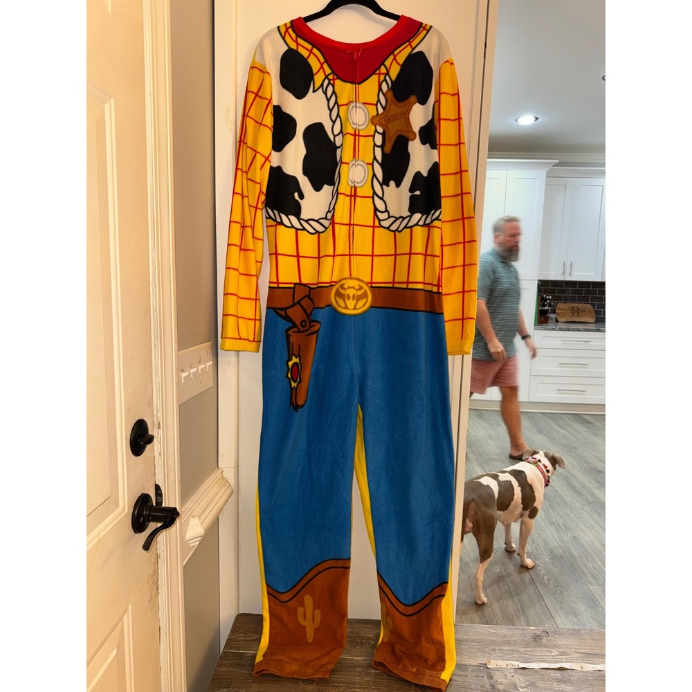 Disney Pixar Toy Story Woody Adult Fleece Union Suit Pajamas XL Cowboy Costume